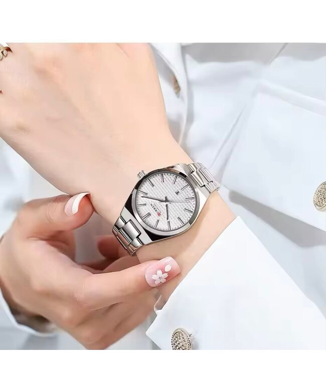 Curren Luxe Dameshorloge   Zilver  Wit