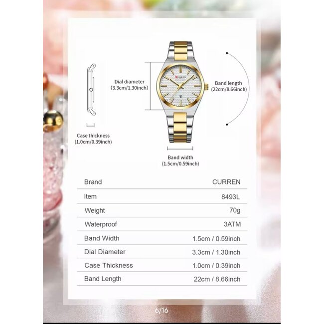 Curren Luxe Dameshorloge   Zilver  Wit