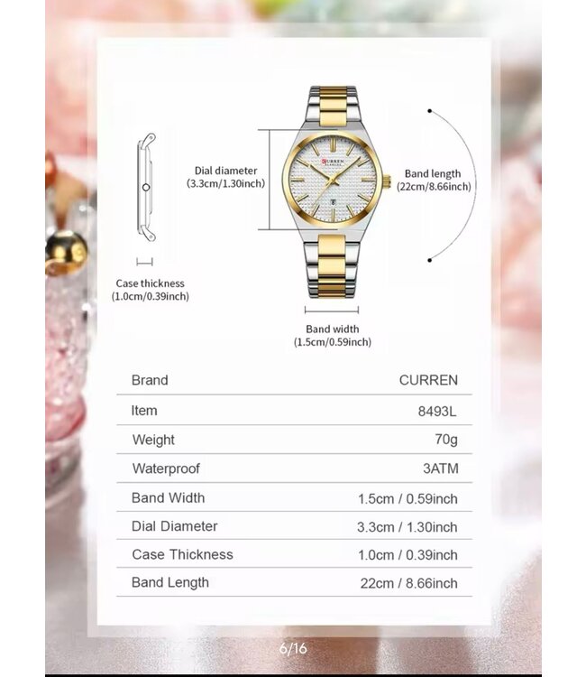 Curren Luxe Dameshorloge   Zilver  Wit