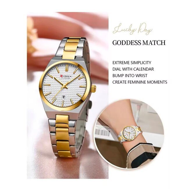 Curren Luxe Dameshorloge  Goud  Wit