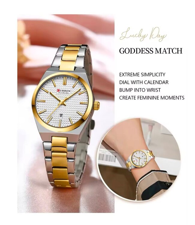 Curren Luxe Dameshorloge  Goud  Wit