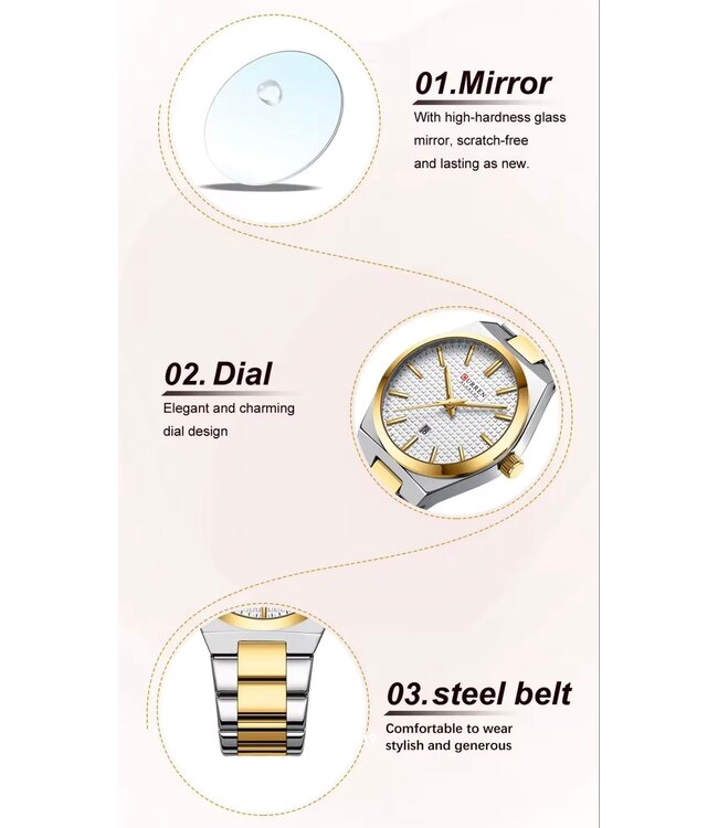 Curren Luxe Dameshorloge  Goud  Wit