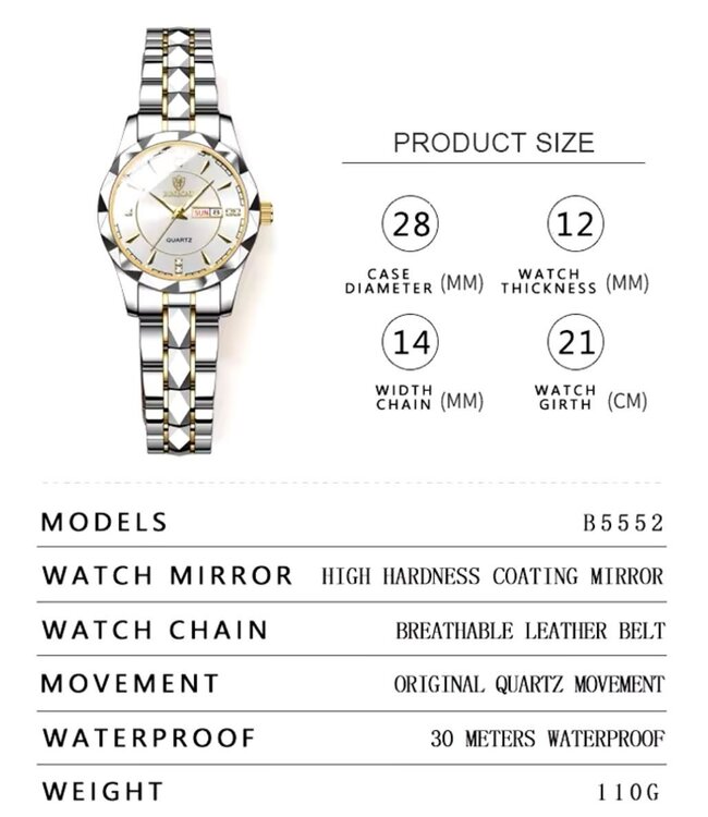 Binbond Luxe Dameshorloge Zilver  Grijs