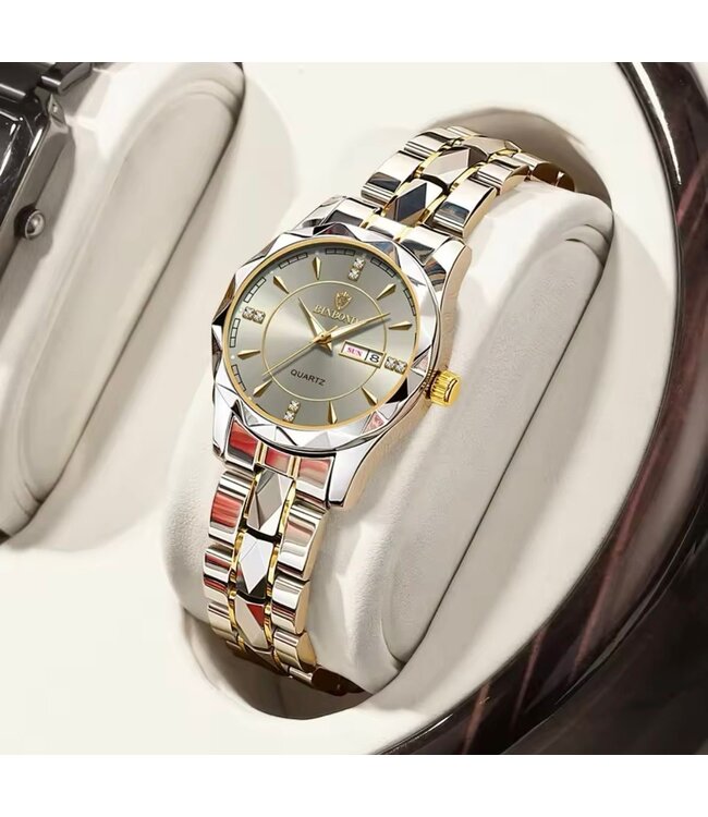 Binbond Luxe Dameshorloge Zilver  Grijs