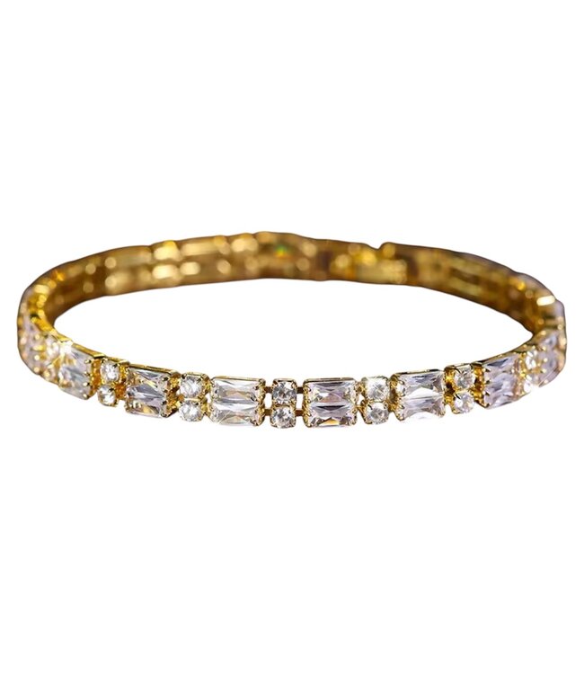 Mpariz Luxe Dames Armband - Goud - Witte Zirkoon