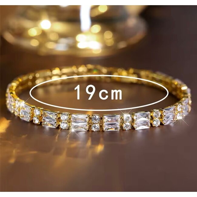 Mpariz Luxe Dames Armband - Goud - Witte Zirkoon