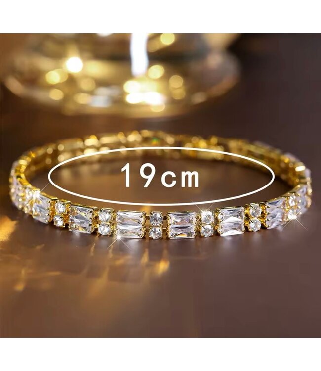 Mpariz Luxe Dames Armband - Goud - Witte Zirkoon