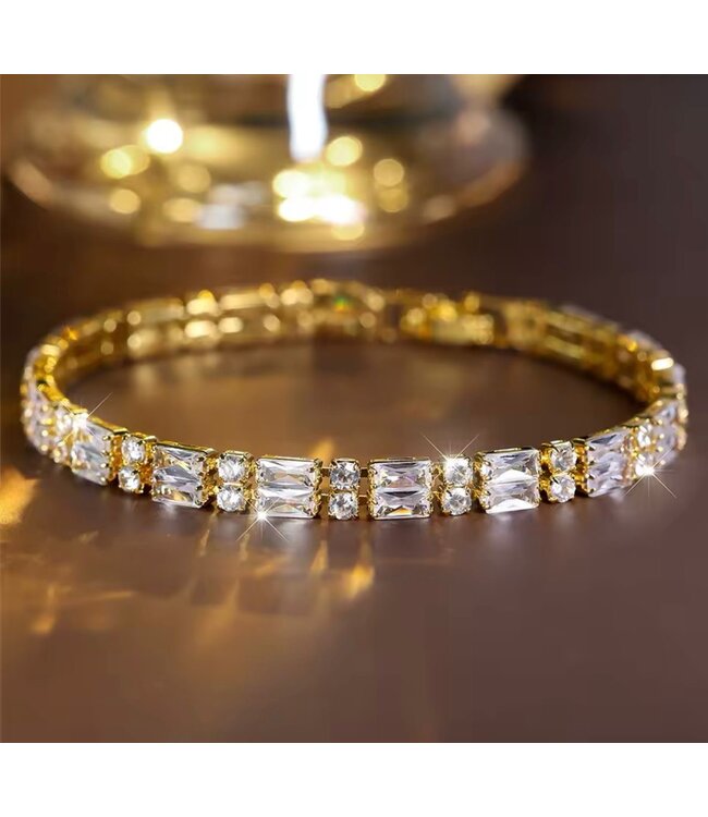 Mpariz Luxe Dames Armband - Goud - Witte Zirkoon