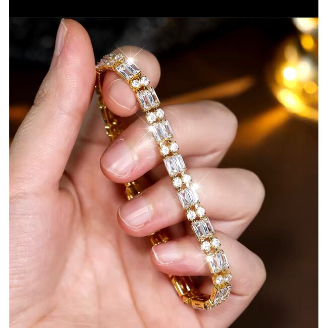 Mpariz Luxe Dames Armband - Goud - Witte Zirkoon