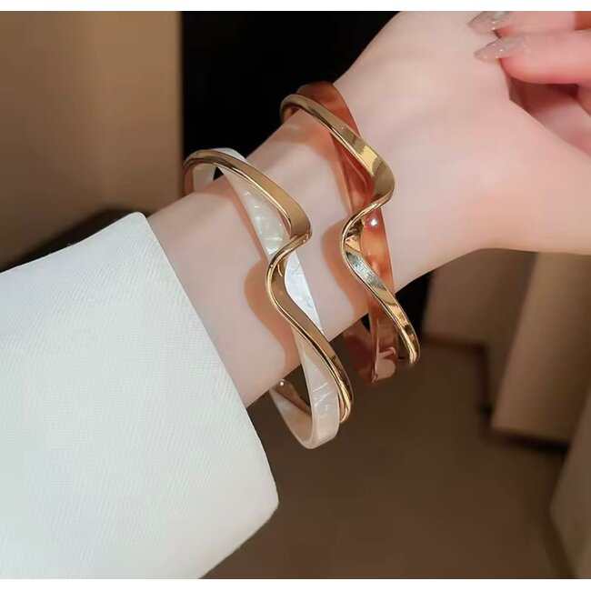 Mpariz Luxe Manchet Damesarmband - Met Faux Parel inlay