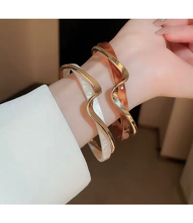 Mpariz Luxe Manchet Damesarmband - Met Faux Parel inlay