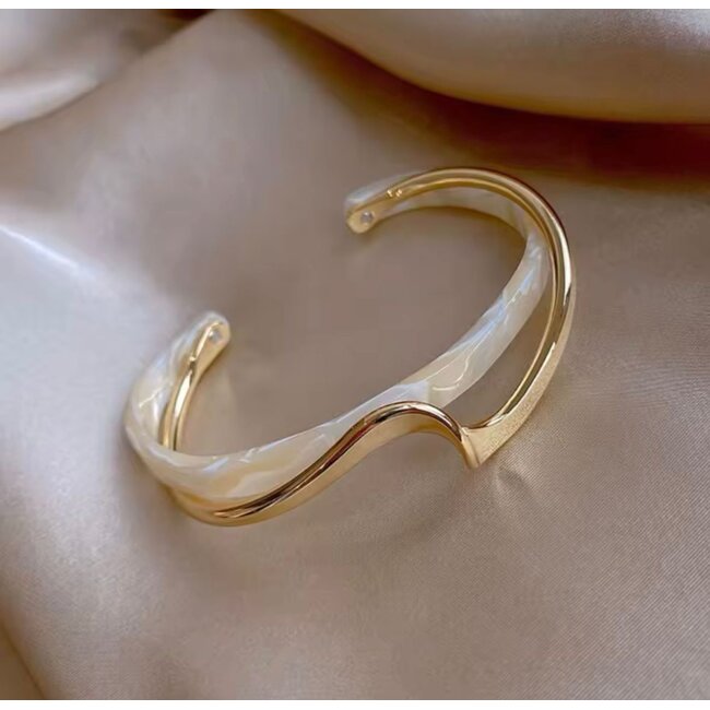 Mpariz Luxe Manchet Damesarmband - Met Faux Parel inlay