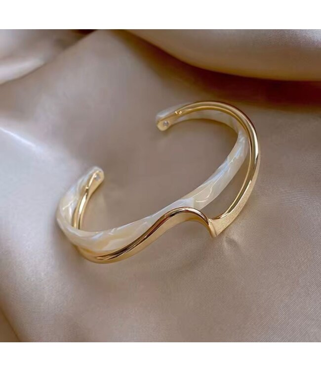 Mpariz Luxe Manchet Damesarmband - Met Faux Parel inlay