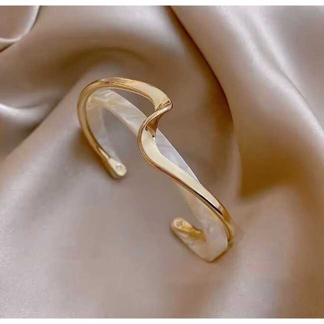 Mpariz Luxe Manchet Damesarmband - Met Faux Parel inlay