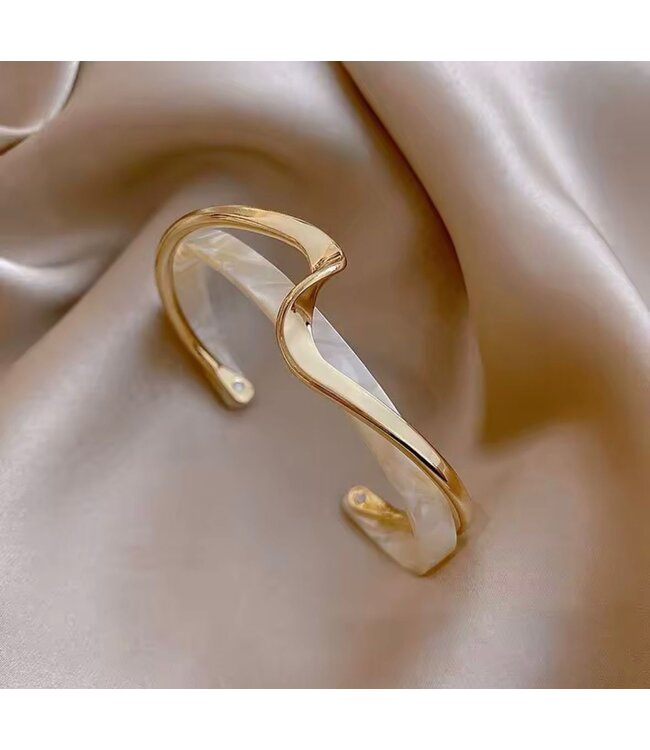 Mpariz Luxe Manchet Damesarmband - Met Faux Parel inlay