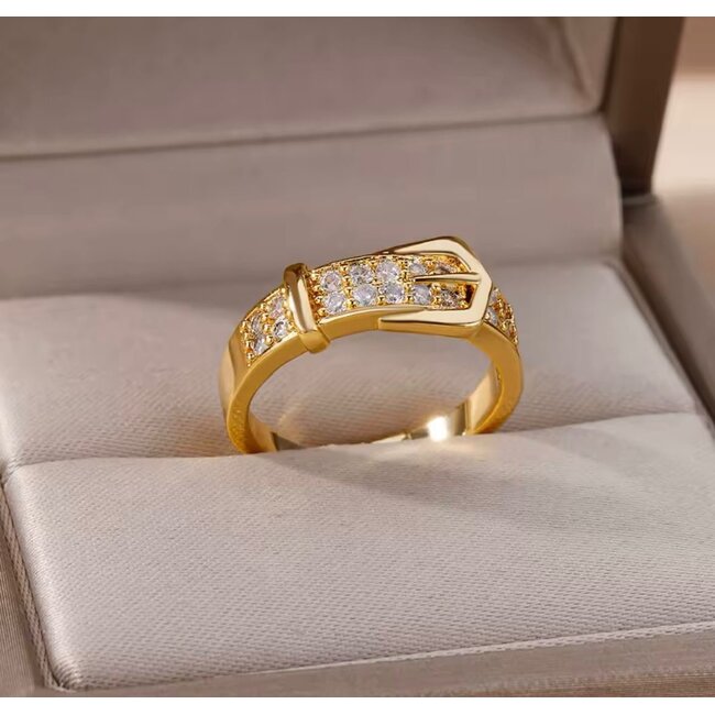 Mpariz luxe Dames Ring - Goud Kleur met Zirkonia