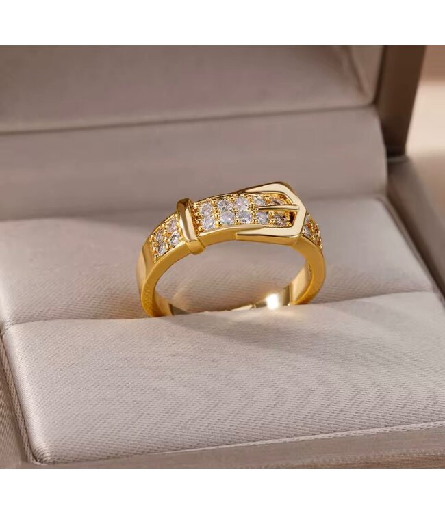 Mpariz luxe Dames Ring - Goud Kleur met Zirkonia