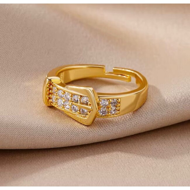 Mpariz luxe Dames Ring - Goud Kleur met Zirkonia