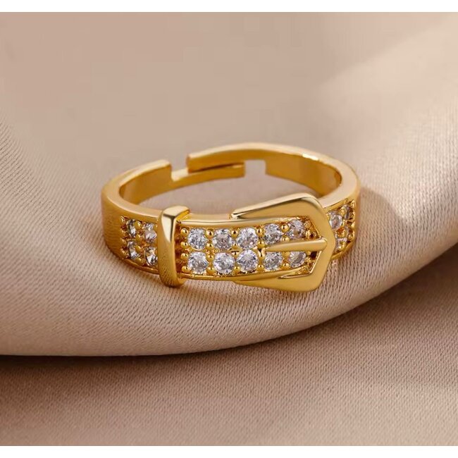 Mpariz luxe Dames Ring - Goud Kleur met Zirkonia