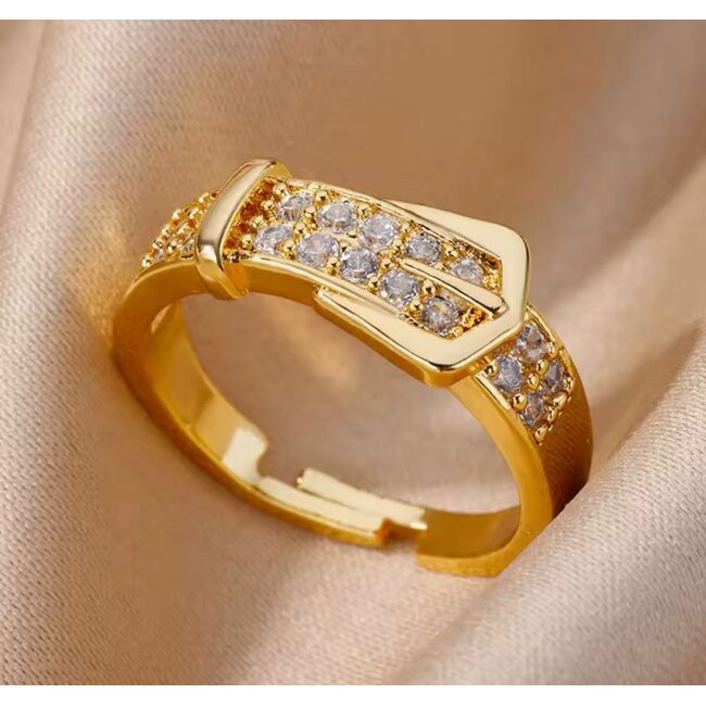 Mpariz luxe Dames Ring - Goud Kleur met Zirkonia