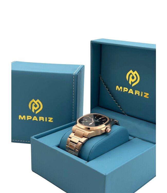 Poedagar Luxe Herenhorloge Rosé  Zwart - Gratis Armband bij elke bestelling (twv €29,95)