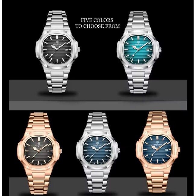 Poedagar Luxe Herenhorloge Rosé  Zwart