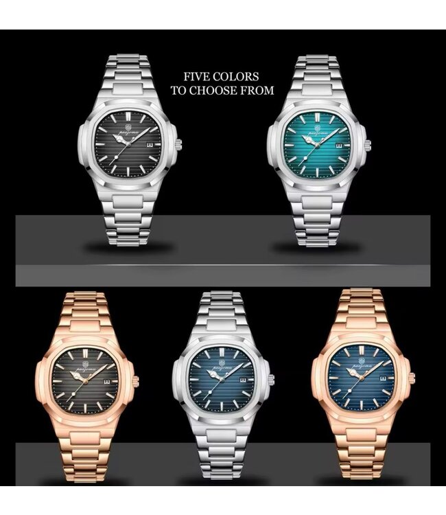 Poedagar Luxe Herenhorloge Rosé  Zwart