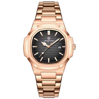 Poedagar Luxe Herenhorloge Rosé Zwart