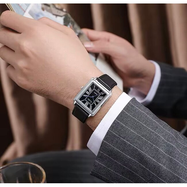 Mpariz Carré – herenhorloge met leren band en klassiek design