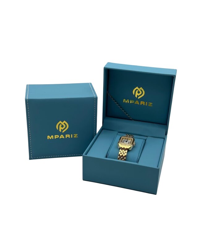 Mpariz Dameshorlogen Goud en Wit met Diamonds - Gratis Armband bij elke bestelling (twv €29,95)