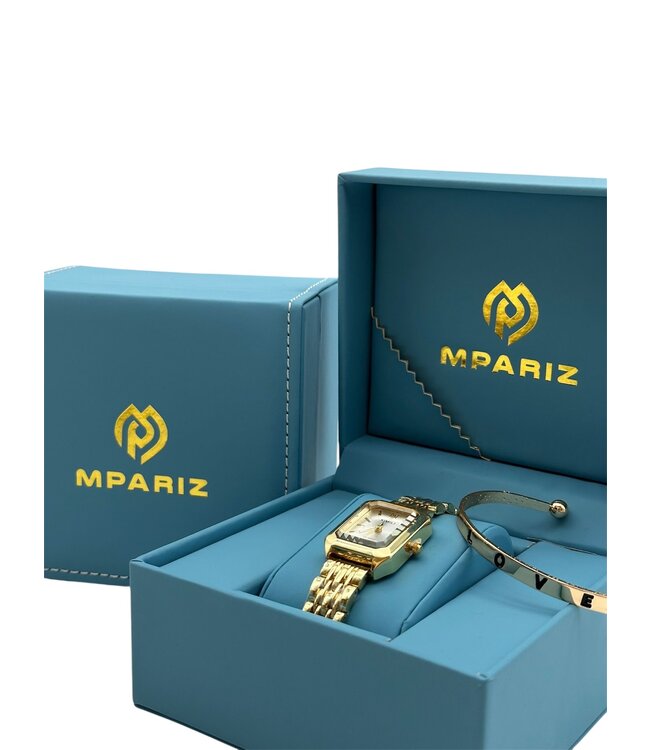 Ximili Dameshorloge met Armband - Goud & Parelmoer Wit