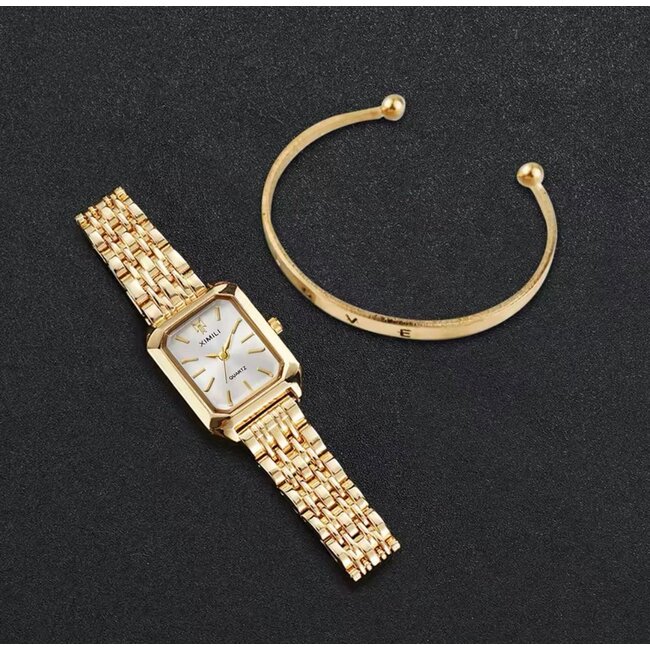 Ximili Clarisse – dameshorloge met stalen band en klassiek design - Incl. armband