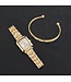 Ximili Dameshorloge met Armband - Goud & Parelmoer Wit