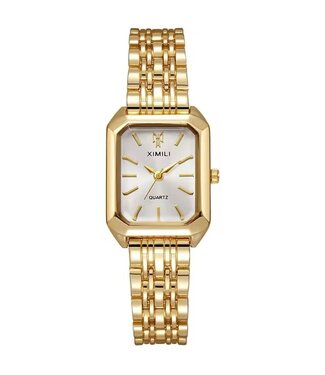 Ximili Dameshorloge met Armband - Goud & Parelmoer  Wit