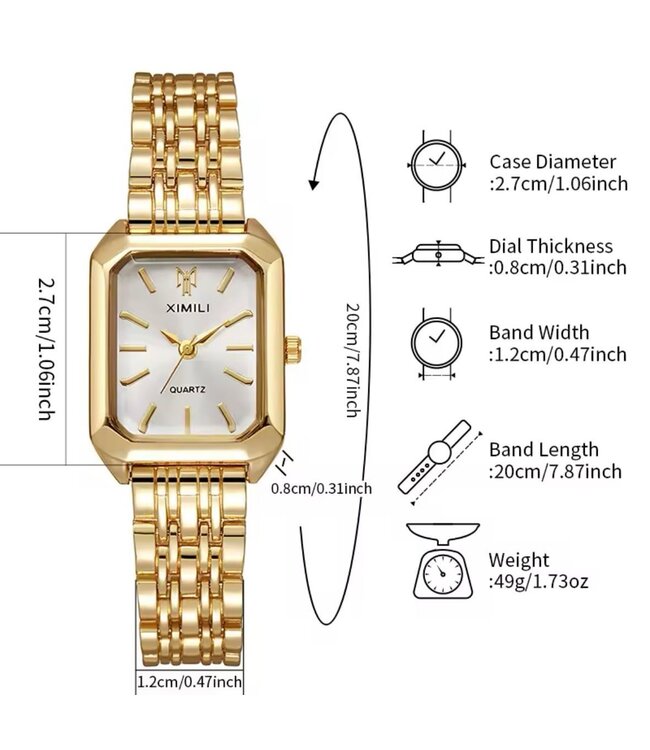 Ximili Dameshorloge met Armband - Goud & Parelmoer Wit