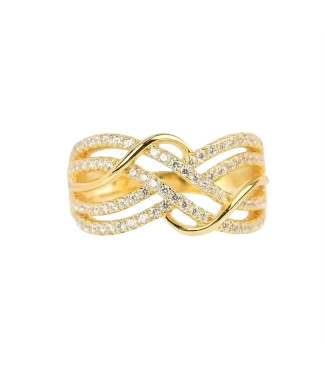Mpariz Luxe Damesring  Goud  Diamonds diameter 19 mm