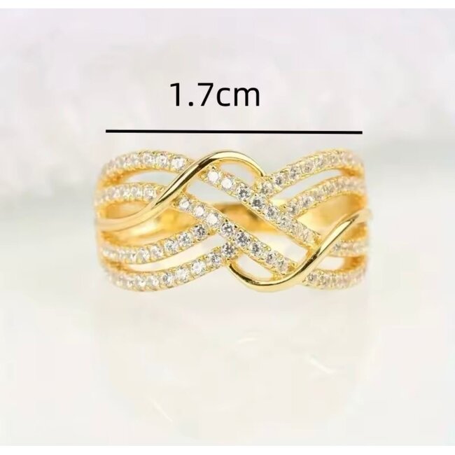 Mpariz Luxe Damesring  Goud  Diamonds diameter 19 mm