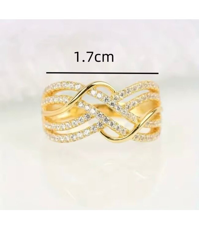 Mpariz Luxe Damesring  Goud  Diamonds diameter 19 mm