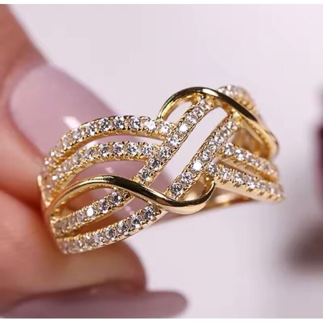 Mpariz Luxe Damesring  Goud  Diamonds diameter 19 mm