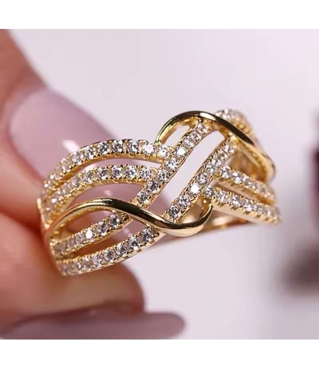 Mpariz Luxe Damesring  Goud  Diamonds diameter 19 mm