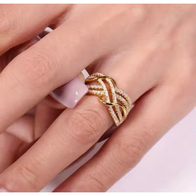 Mpariz Luxe Damesring  Goud  Diamonds diameter 19 mm