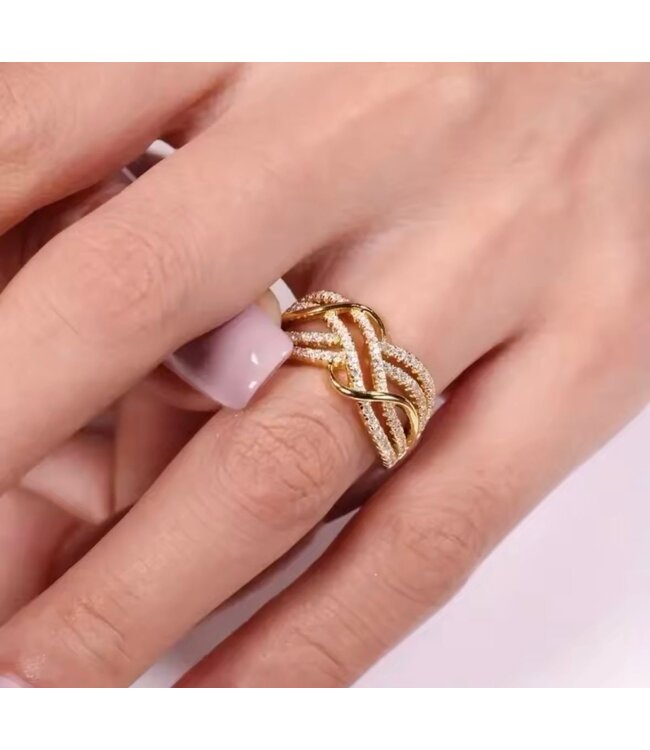 Mpariz Luxe Damesring  Goud  Diamonds diameter 19 mm