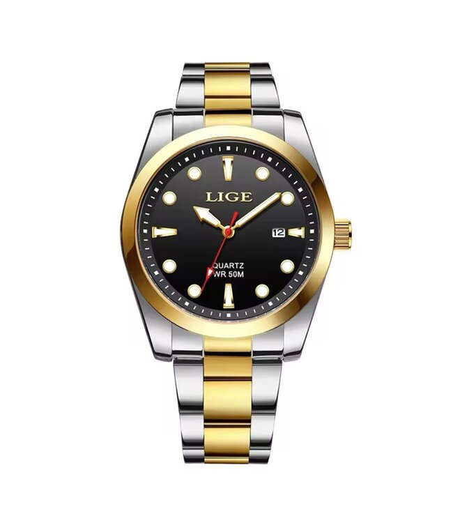 Lige  Luxe Herenhorloges Zilver Goud - Gratis Armband bij elke bestelling (twv €29,95)