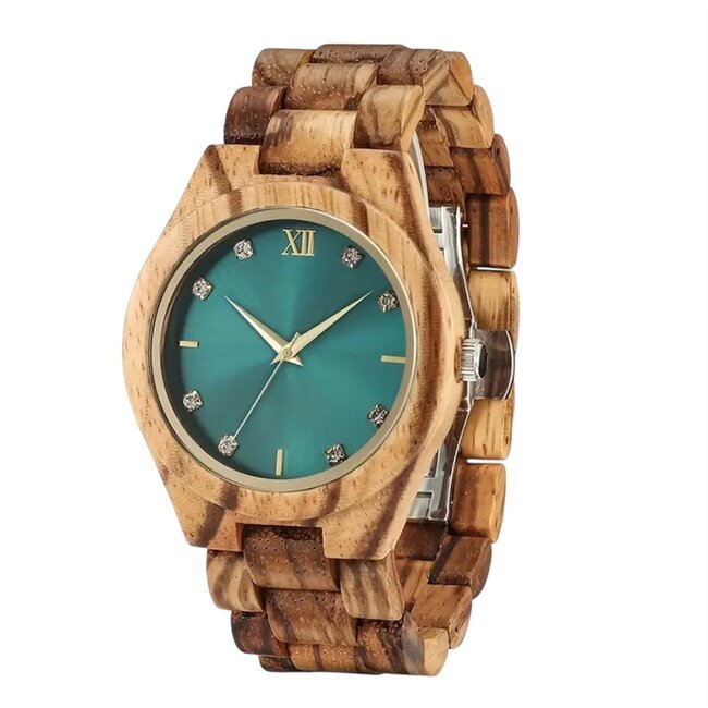 Houten Horloge Luxe Houten Heren en Dameshorloge  Diamonds