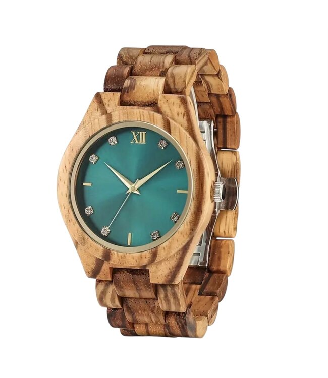 Houten Horloge Luxe Houten Heren en Dameshorloge  Diamonds