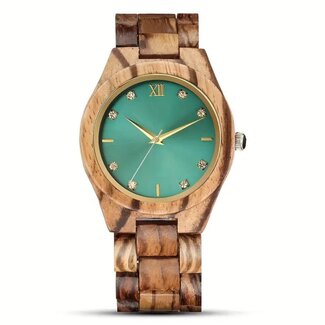 Houten Horloge Luxe Houten Heren en Dameshorloge  Diamonds