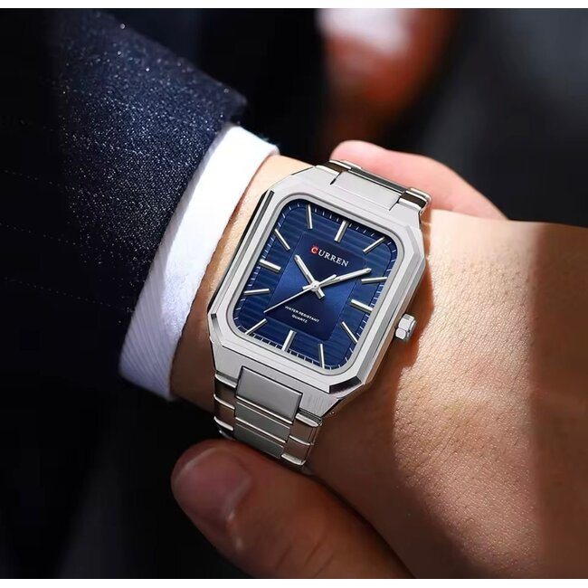 Curren Luxe Herenhorloges  Zilver Blauw