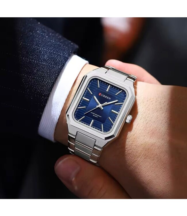 Curren Luxe Herenhorloges  Zilver Blauw