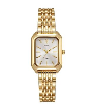Ximili Dameshorloge Goud (Parelmoer Wit/Zwart)