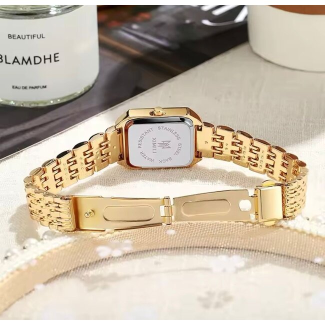 Ximili  Dameshorloge Goud (Parelmoer Wit/Zwart)